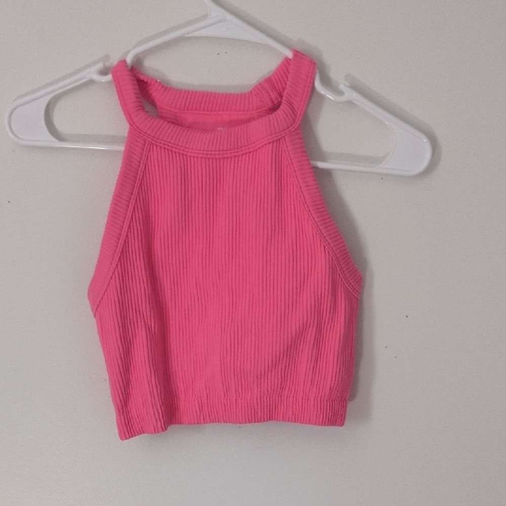 Pink Ribbed Halter Top